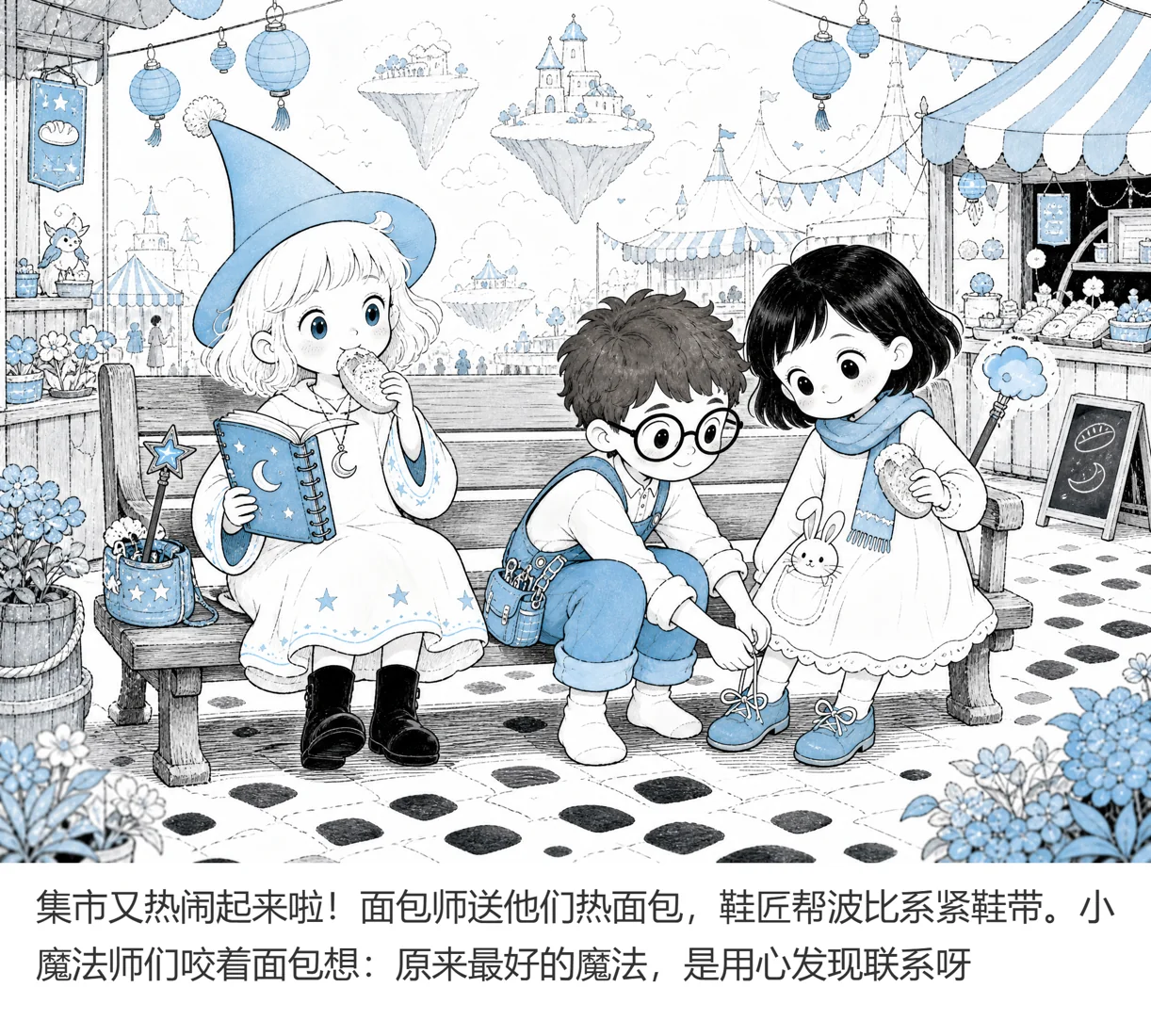 下载后的绘本图文单页,故事文字位于插画下方